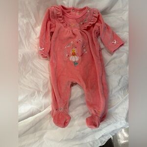 Sergent Major Coral Pink Floral Baby One-Piece pajamas -size 1 mos